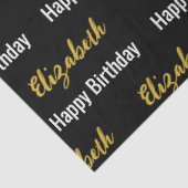 Happy Birthday Schwarz-weiß und Gold Eleganter Nam Seidenpapier (Ausschnitt)