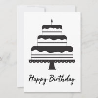 Happy Birthday | Schwarz-weiße Cake Card