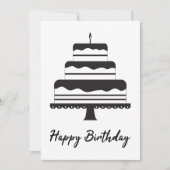 Happy Birthday | Schwarz-weiße Cake Card (Vorderseite)