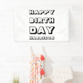 Happy Birthday Schwarz-weißer individuelle Name Mo Banner (Insitu)
