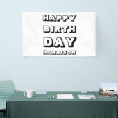 Happy Birthday Schwarz-weißer individuelle Name Mo Banner (Messeveranstaltung)