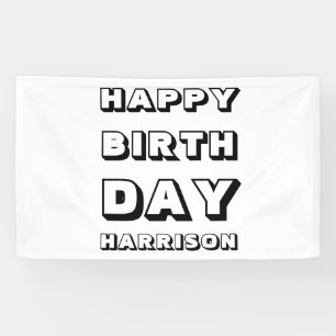 Happy Birthday Schwarz-weißer individuelle Name Mo Banner