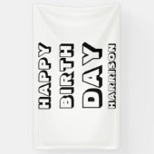 Happy Birthday Schwarz-weißer individuelle Name Mo Banner (Vertikal)