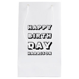 Happy Birthday Schwarz-weißer individuelle Name Mo Kleine Geschenktüte