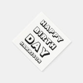 Happy Birthday Schwarz-weißer individuelle Name Mo Serviette (Ecke)