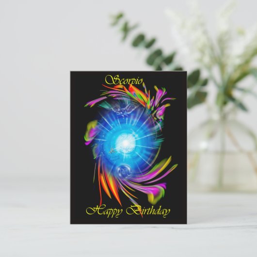 Happy Birthday Scorpio Postkarte (Stehend Vorderseite)