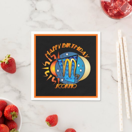 Happy Birthday Scorpio Zodiac Birth Sign Napkins Serviette (Beispiel)
