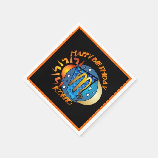 Happy Birthday Scorpio Zodiac Birth Sign Napkins Serviette (Ecke)