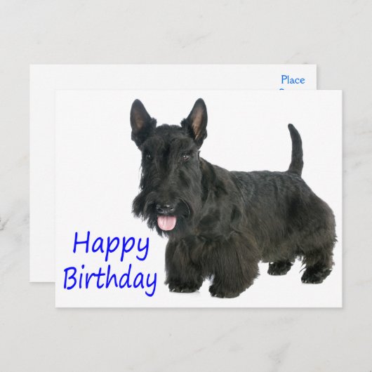 Happy Birthday Scottish Terrier Puppy Postcard Postkarte (Vorne/Hinten)