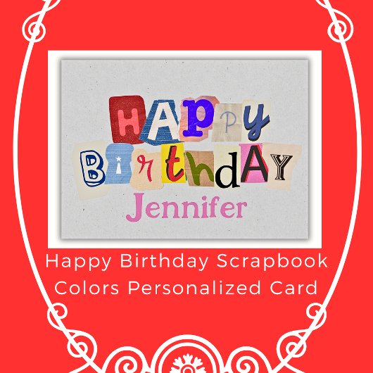 Happy Birthday Scrapbook Colors Personalisiert Nam Karte