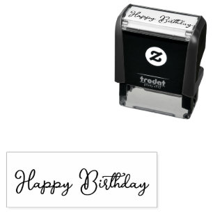 Happy Birthday Script Cursive Text Template Permastempel