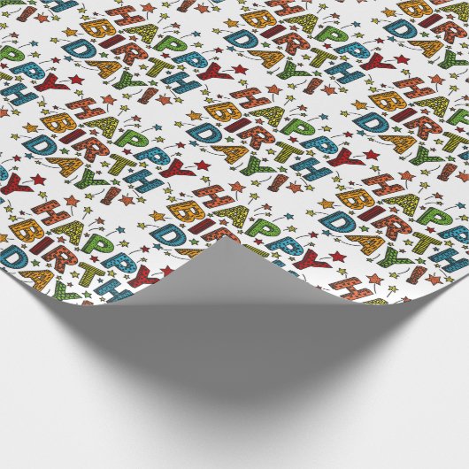 Happy Birthday Script Geschenkpapier (Ecke)
