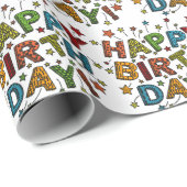 Happy Birthday Script Geschenkpapier (Rolleneckpunkt)