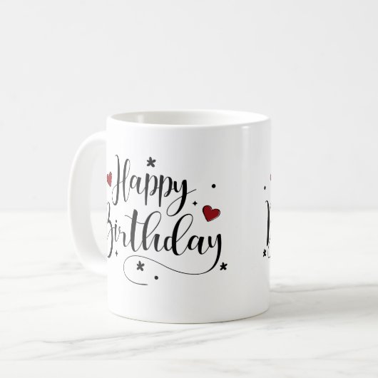 Happy Birthday Script Individuelle Name Kaffeezube Kaffeetasse (Vorderseite Links)