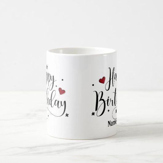 Happy Birthday Script Individuelle Name Kaffeezube Kaffeetasse (Mittel)