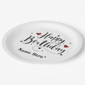 Happy Birthday Script Individuelle Name Paper Tell Pappteller (Schrägansicht)