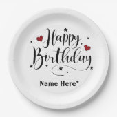 Happy Birthday Script Individuelle Name Paper Tell Pappteller (Vorderseite)