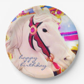 Happy Birthday Script Karneval Karussell Pferd Bol Pappteller (Vorderseite)