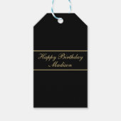 Happy Birthday Script Name Black Gold Geschenkanhänger (Vorderseite)