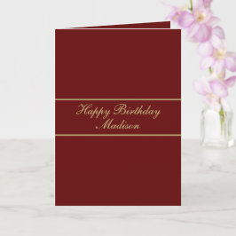 Happy Birthday Script Name Burgundy Gold Karte