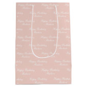 Happy Birthday Script Name Dusty Rose Mittlere Geschenktüte (Rückseite)