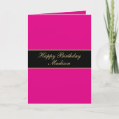 Happy Birthday Script Name Pink Black Gold Karte (Vorderseite)