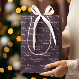 Happy Birthday Script Name Plum Mittlere Geschenktüte