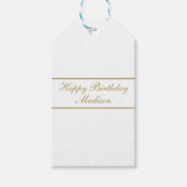 Happy Birthday Script Name White Gold Geschenkanhänger (Vorderseite)