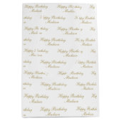 Happy Birthday Script Name White Gold Mittlere Geschenktüte (Vorderseite)