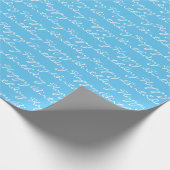 Happy Birthday Script Schriftart Pattern Light Blu Geschenkpapier (Ecke)