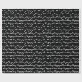 Happy Birthday Script Schriftart Pattern Schwarz u Geschenkpapier (Flach)