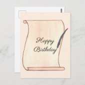 Happy Birthday Scroll und Quill Postcards Postkarte (Vorne/Hinten)