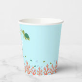 Happy Birthday Sea Green Turtle & Coral Reef Pappbecher (Links)