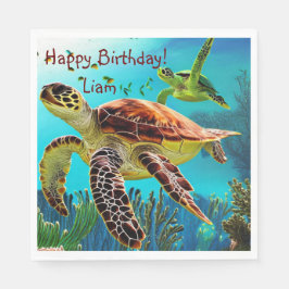 Happy Birthday Sea Turtle Serviette