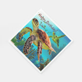 Happy Birthday Sea Turtle Serviette (Ecke)