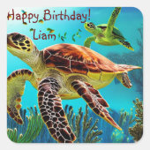 Happy Birthday Sea Turtle Stickers (Vorderseite)