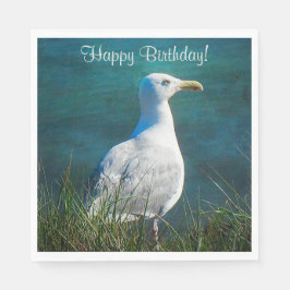 Happy Birthday Seagull Serviette