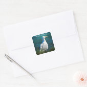 Happy Birthday Seagull Square Stickers (Umschlag)