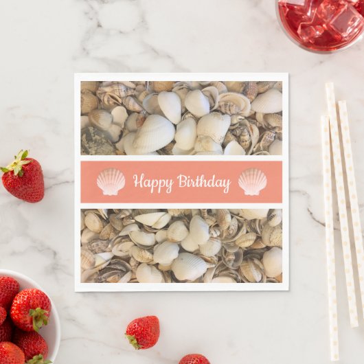 Happy Birthday Seashells Serviette (Beispiel)