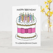 Happy Birthday Second Cousin Cake and Candles Karte (Gelbe Blume)