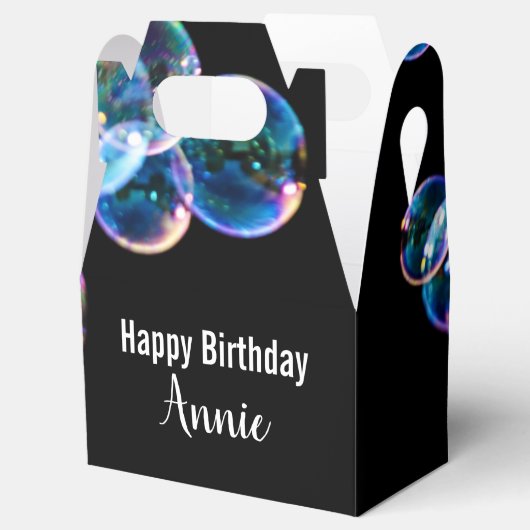 Happy Birthday Seife Blasen mit Individuelle Name Geschenkschachtel (Geöffnet)