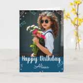 Happy Birthday Selfie Custom Name Confetti Karte (Gelbe Blume)