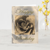 Happy Birthday Sepia Rose Karte (Gelbe Blume)