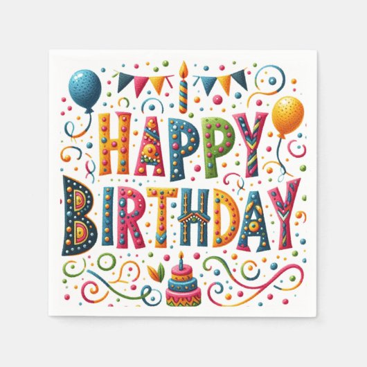 Happy Birthday Serviette (Vorderseite)