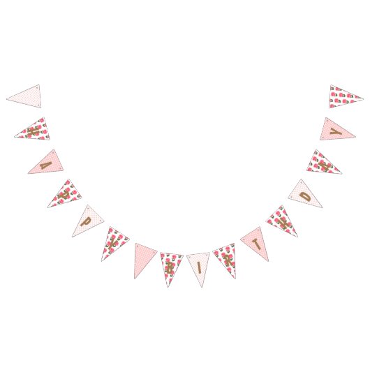 Happy Birthday Shabby Chic Pink Rose Polka Dots Wimpelkette (Alle)