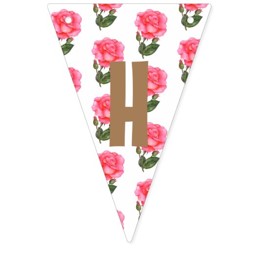 Happy Birthday Shabby Chic Pink Rose Polka Dots Wimpelkette (Zweite Fahne)