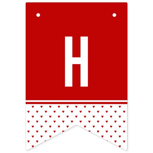 Happy Birthday Shabby Chic Red White Heart Pattern Wimpelkette (Zweite Fahne)