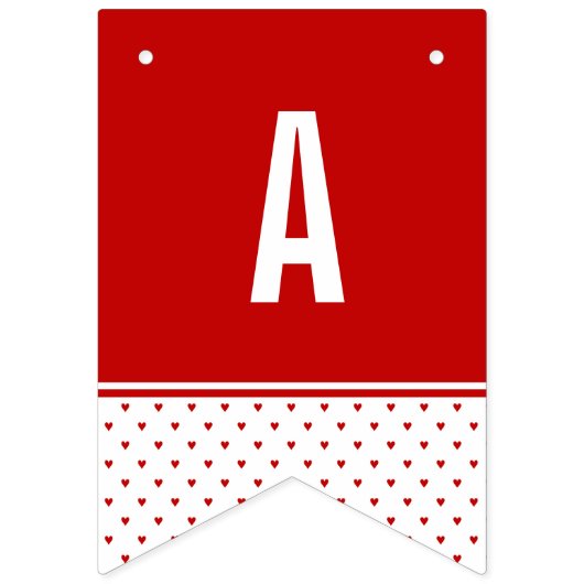 Happy Birthday Shabby Chic Red White Heart Pattern Wimpelkette (Dritte Fahne)