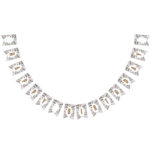 Happy Birthday Shabby Chic White Roses Wimpelkette (Alle)