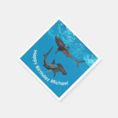 Happy Birthday Shark Great White Hammerhead Serviette (Ecke)